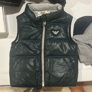 Giorgio Armani Kids Dark Green Quilted Vest